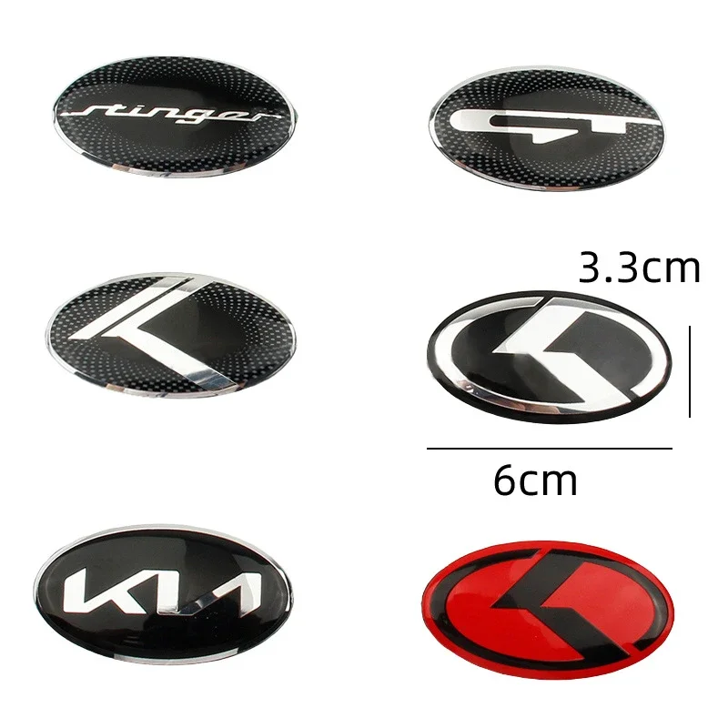 6x3.3cm Car Steering Wheel Logo Emblem Cover Sticker for K2 K3 K5 K7 K9 Picanto Stinger Forte Sorento Sportage Rio Soul Ceed