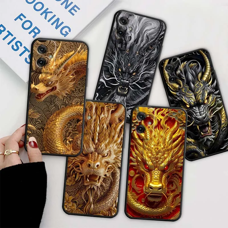 

Creative Dragon Cool Phone Case For Motorola G85 Edge 50 G24 G35 G14 G04 40 G72 G34 G31 G Stylus G54 G13 G32 5G Black