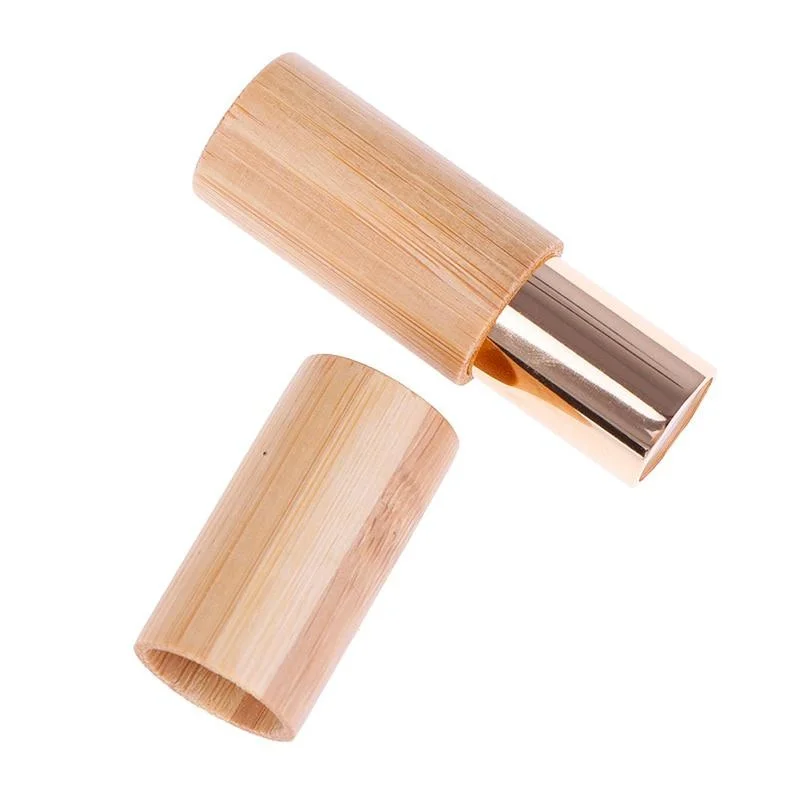 1Pc Creative Wood Lipstick Replacement Tubes Nature Bamboo Empty Lip Gross Container Lipstick Tube  DIY Container Lip Balm Tubes