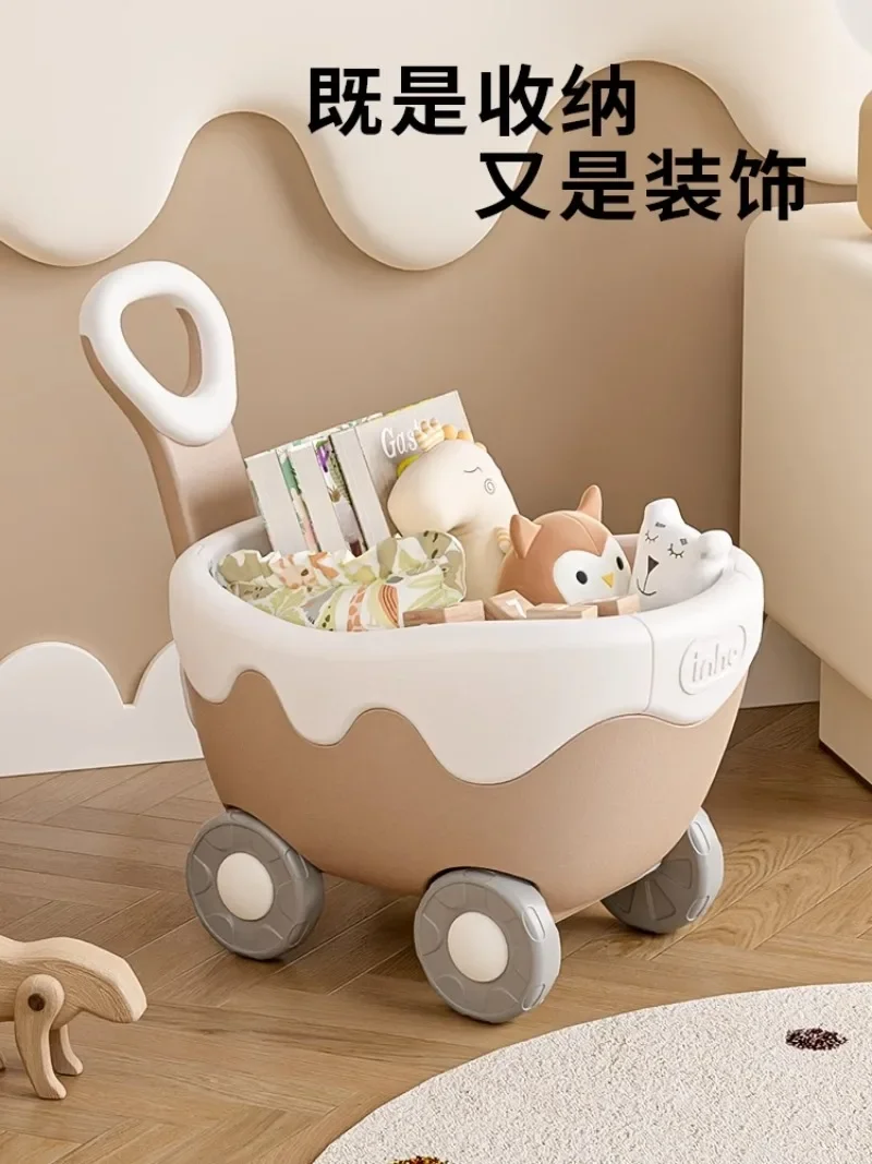 Children's Toy Storage Rack  Box Cream Trolley Large Capacity Baby Rack Snack Storage Car