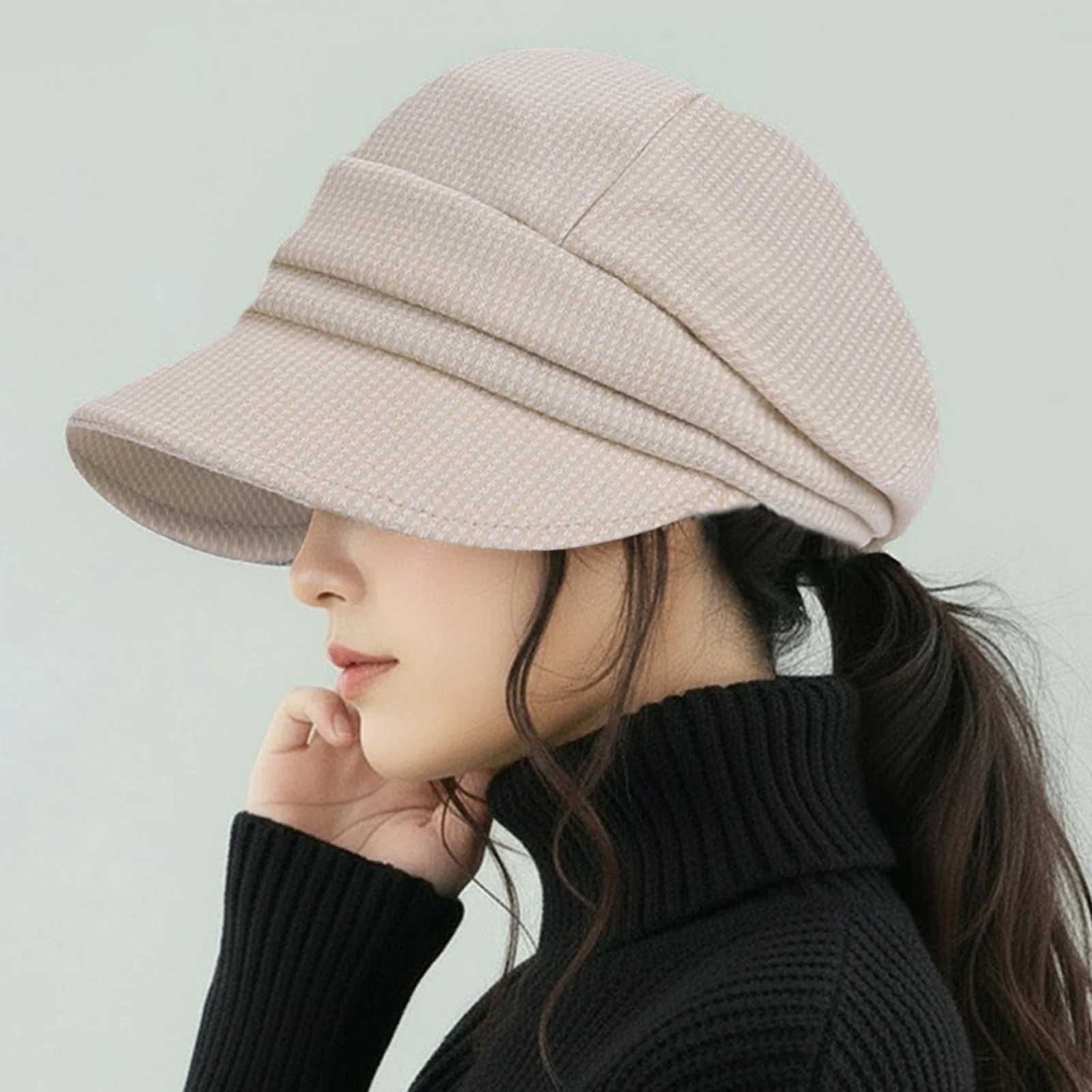 Women's British Style Beret Hat One Size Knit Beanie with Ear Protection Warm Winter Retro Bucket Hat for Cold Weather