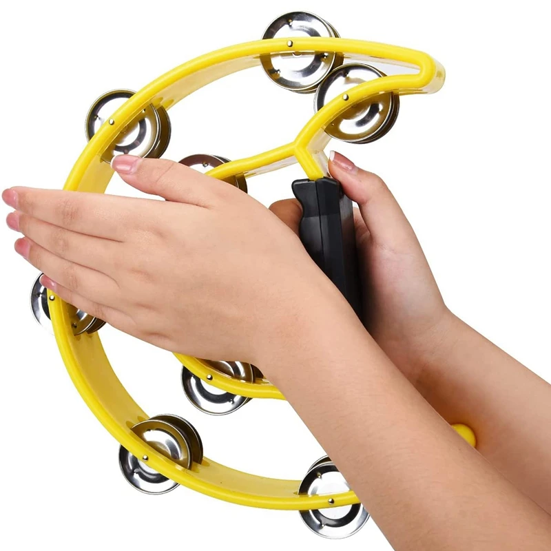 New Handheld Percussion Tambourines Double Row Tambourinehalf Moon Handheld Tambourine For KTV Party Family Gathering