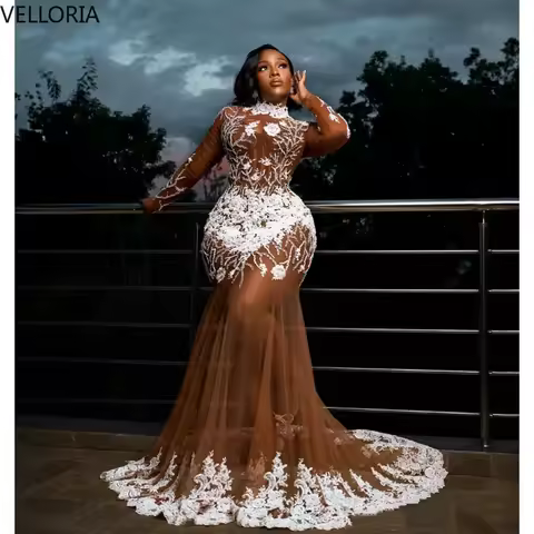 2026 Black Mermaid Evening Dress Plus Size Chiffon Ball Gown High Neck Party Dress Ball Gown Vestdos De Fiesta Customized