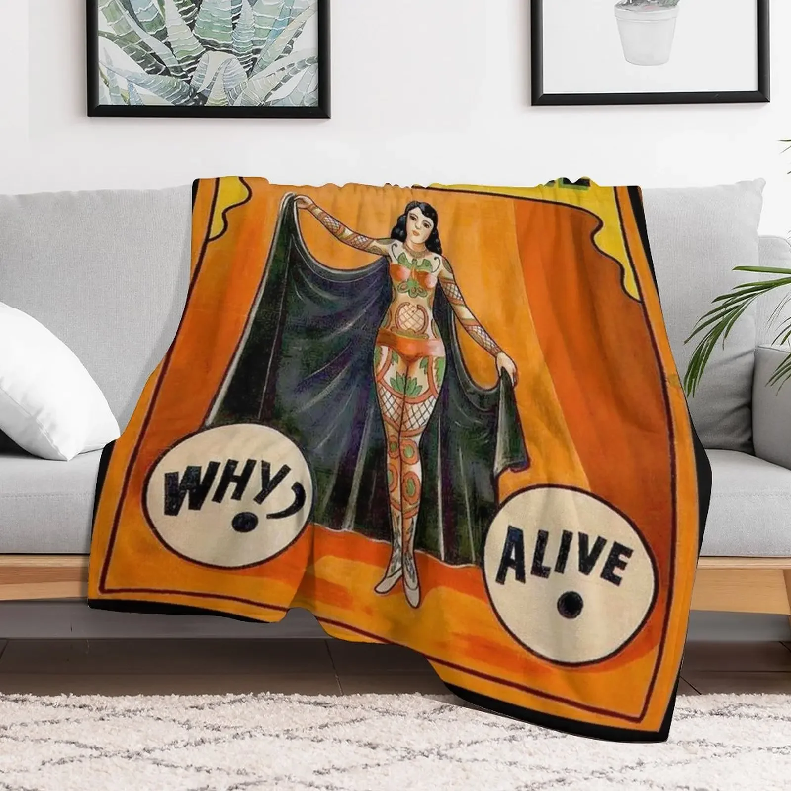 TATTOOED GIRL : Vintage Circus Sideshow Advertising Print Throw Blanket Versatile Cozy Throw Blanket for All Occasions