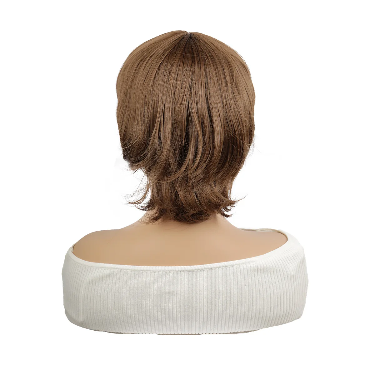 Fashion Short Hair Mullet Head Brown Wig Female Wolf Tail Head With Bangs Chemical Fiber Wig