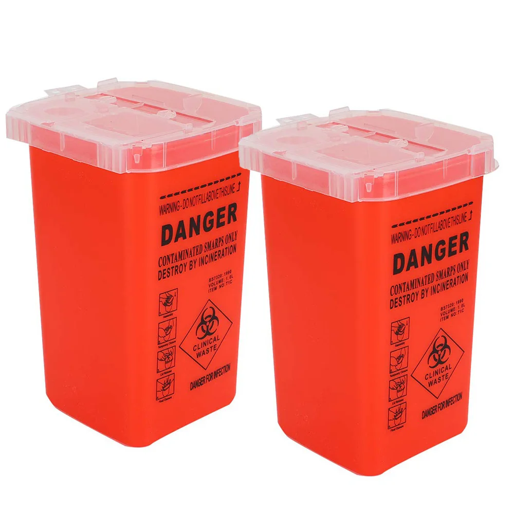 

1L Plastic Tattoo Container Sharps Waste Box Supplies Container Disposable Microblading Needle Tips Container Sharp Accessories