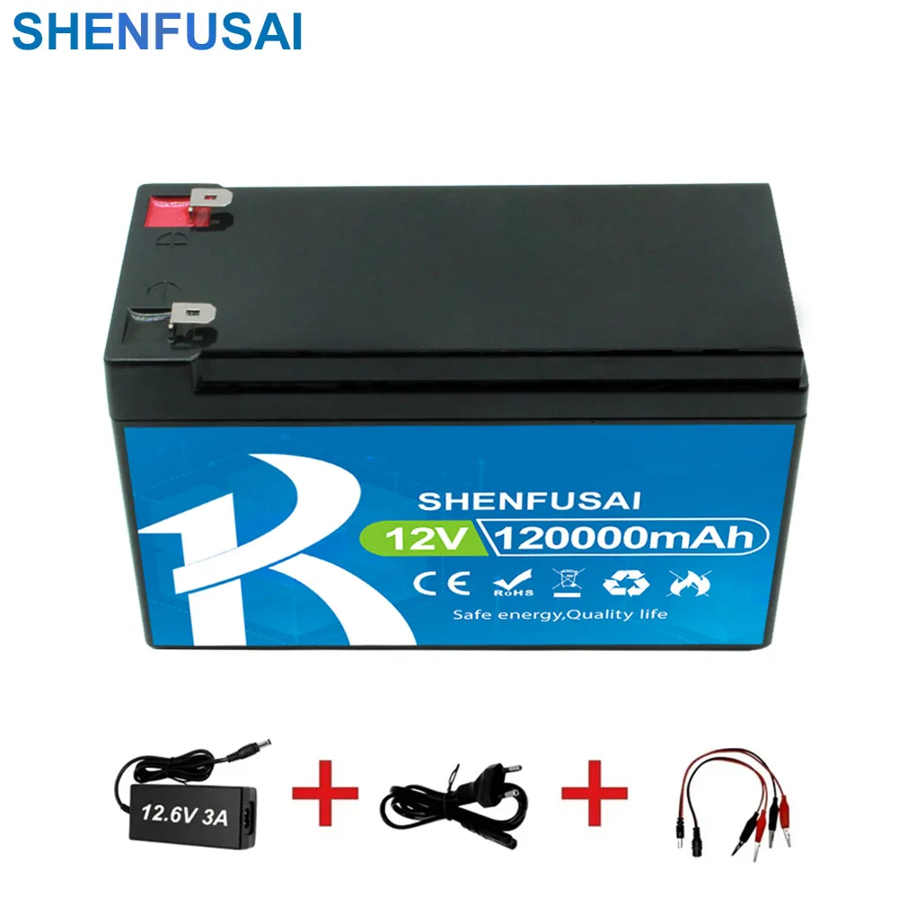 

New 12V 60Ah 80Ah 100Ah 120Ah lithium Battery Pack Lithium Iron Phosphate Batteries Built-in BMS For Solar Boat+12.6V Charger