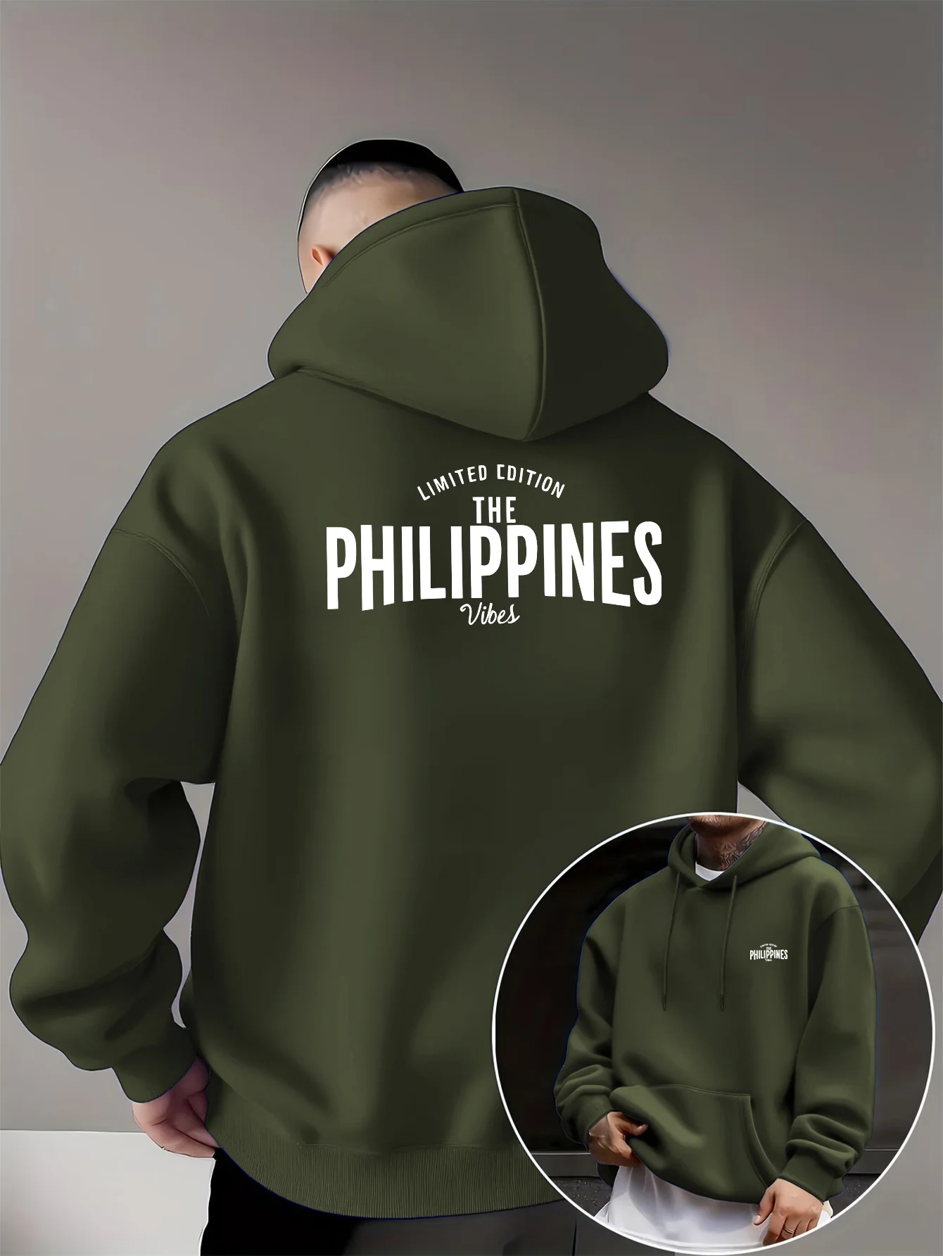 Halloween Men's Autumn/Winter Fashion Hooded Sweatshirt with Philippine Double-Sided Print Creative Print, Trendy Unisex Top
