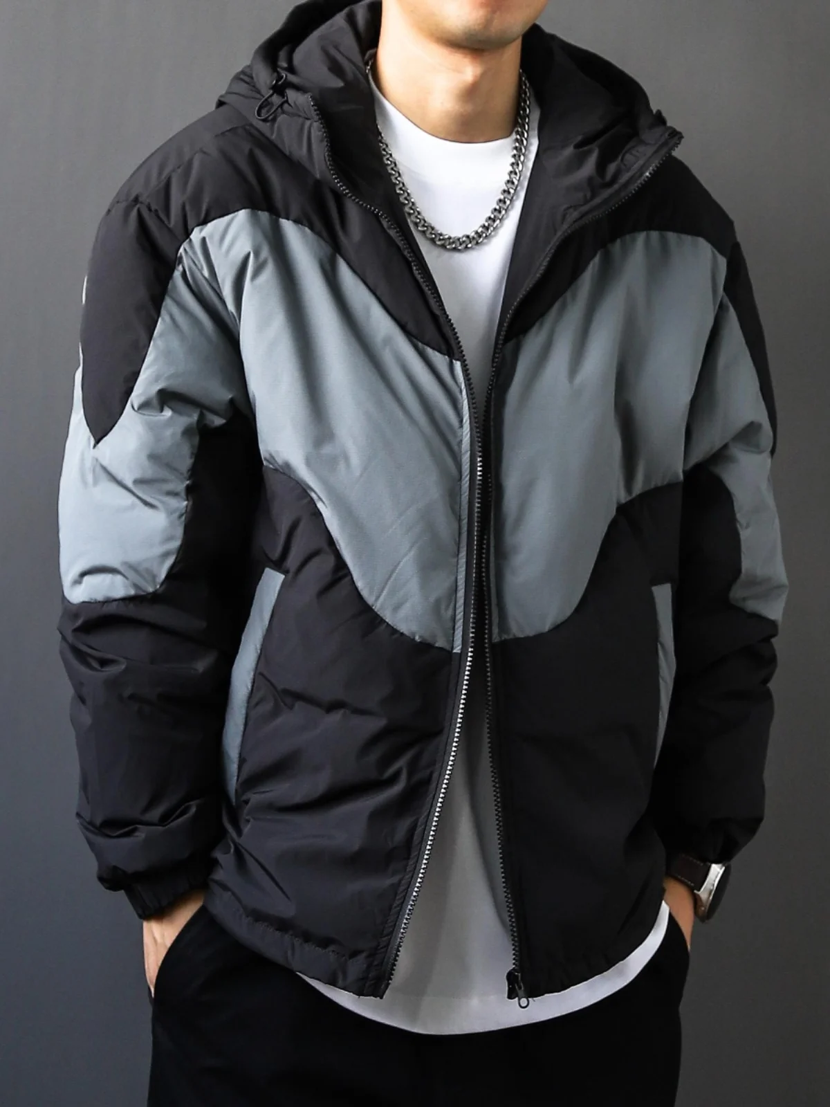

90% White Du down Puffer Jaet Men's Thiened Hooded Bread Sle Winter Casual Warmest New Arrival 2024 Faionable