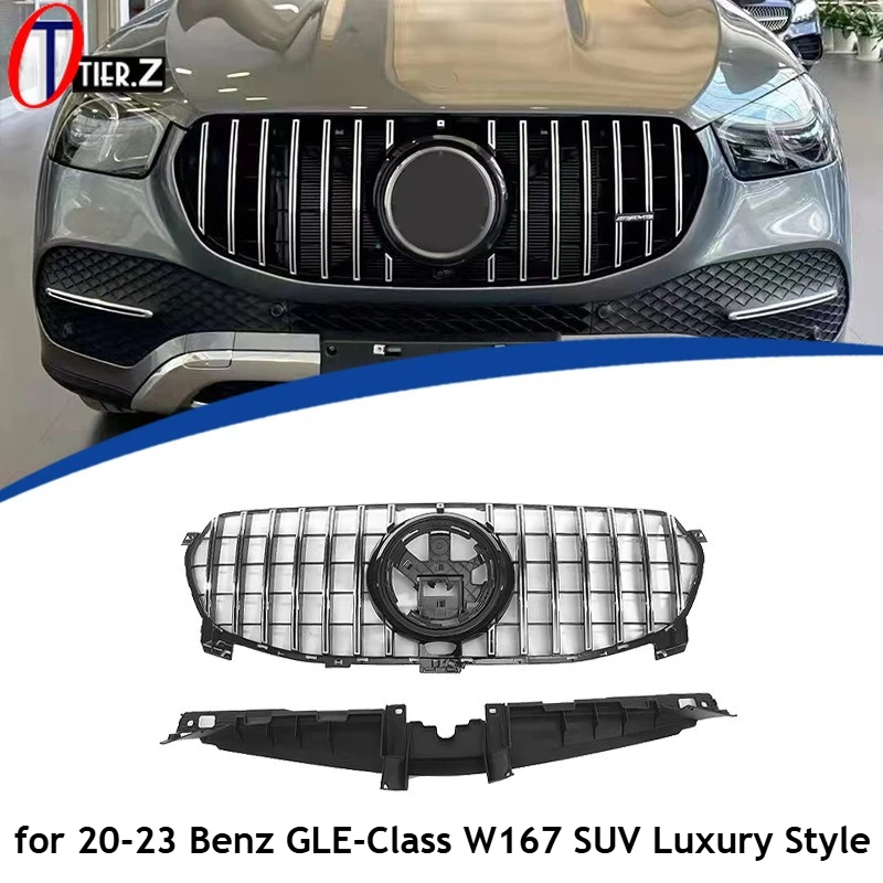 

Передний бампер в стиле GT для Mercedes Benz GLE-Class W167 SUV 2020-2023 года, роскошный стиль, гриль из АБС-пластика, гоночные грили, Стайлинг автомобиля
