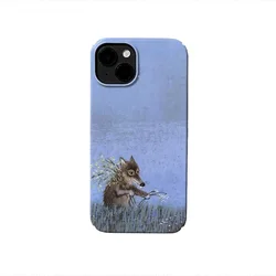 INS Blue Graffiti Fairy Tale Wolf Case for IPHONE 16 15 PLUS 14 13 PRO MAX 15 15PLUS 15PRO Case Acrylic Hard Mobile Phone Cases