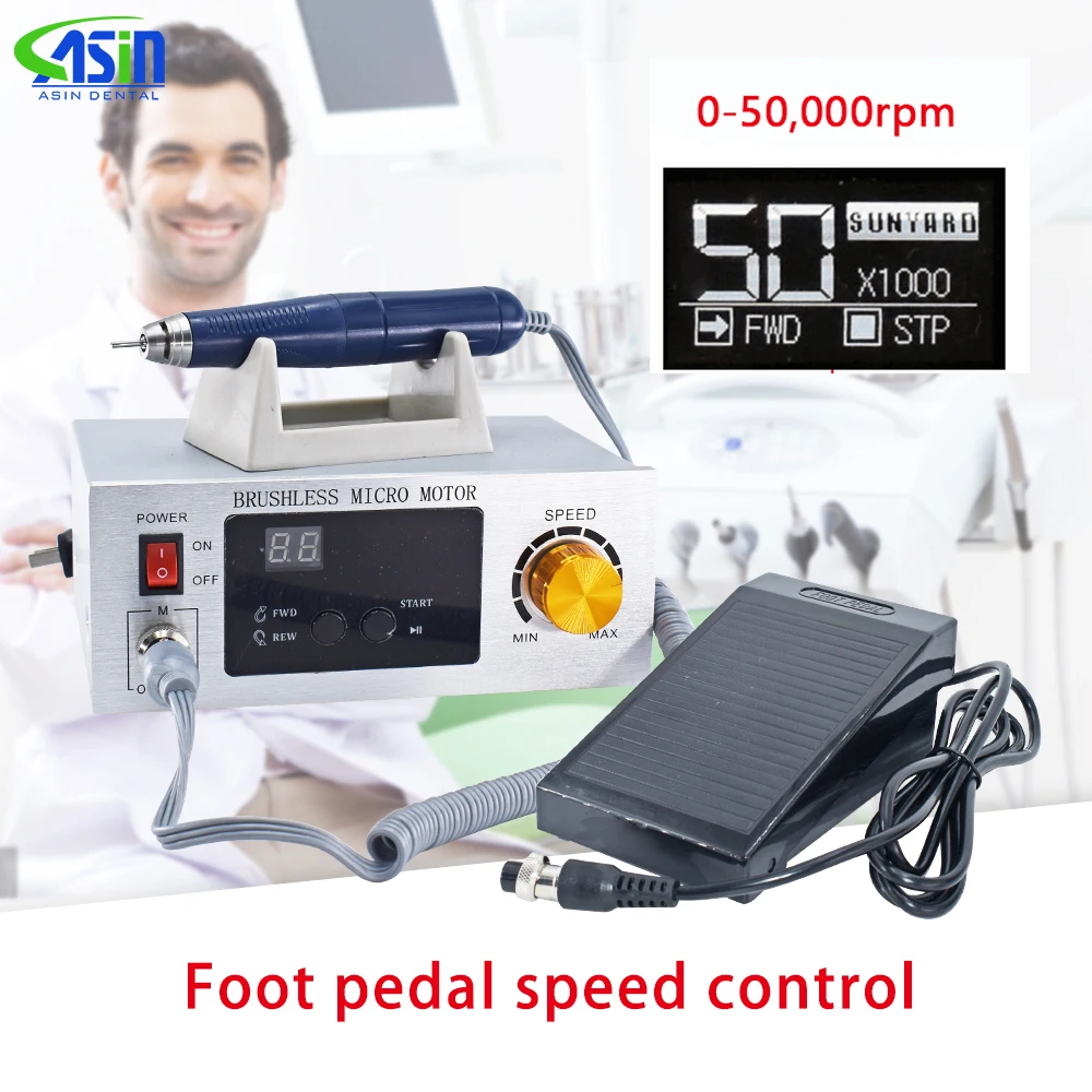 Speed Adjustable by foot pedal Dental Brushless Micromotor 50000 RPM Brushless Micro Motor Polishing Handpiece Dentistry tool