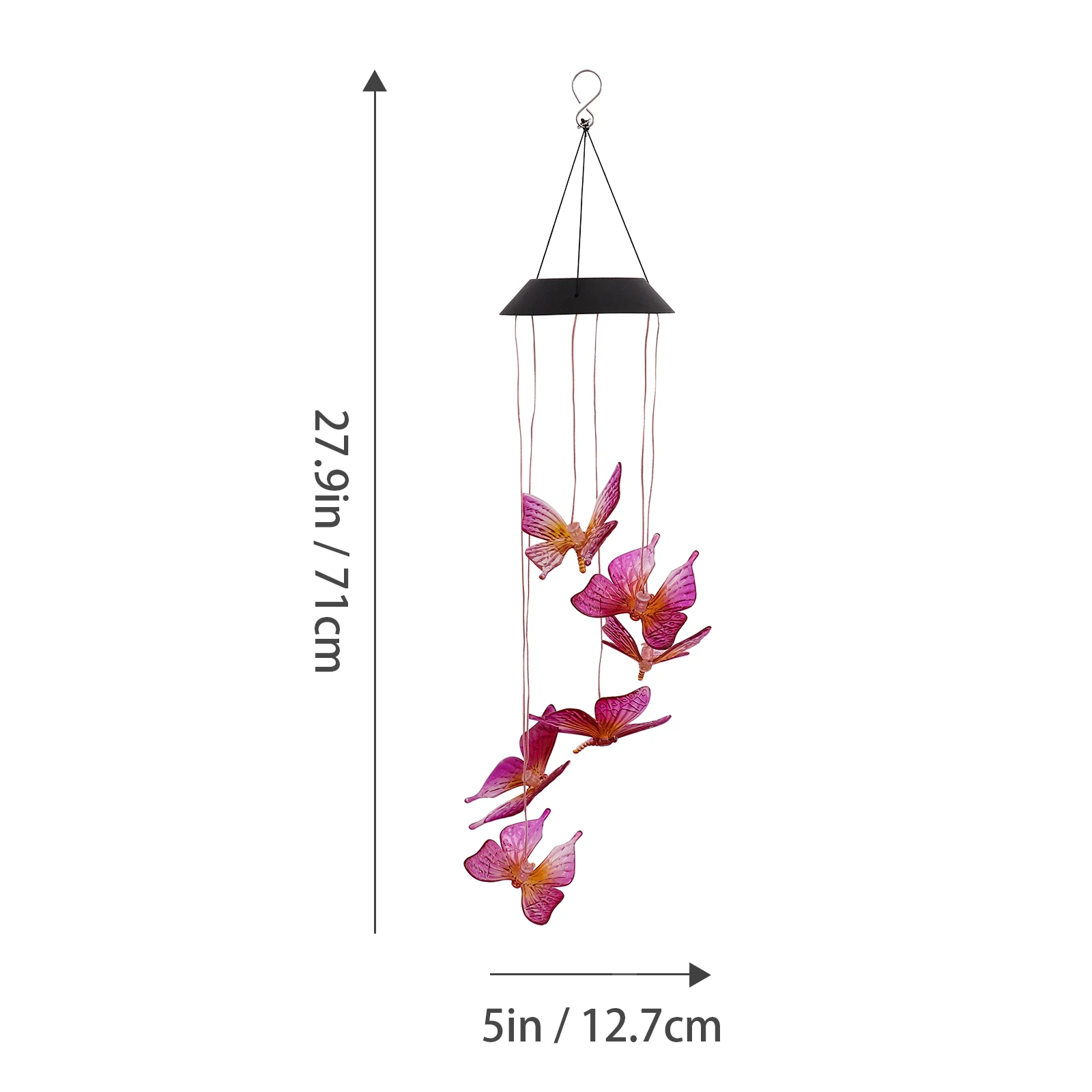 

Solar Wind Chime Light LED Lamp 6 Butterfly Colorful Hanging Outdoor Garden Patio Yard Decor Auto On Off for Bedroom