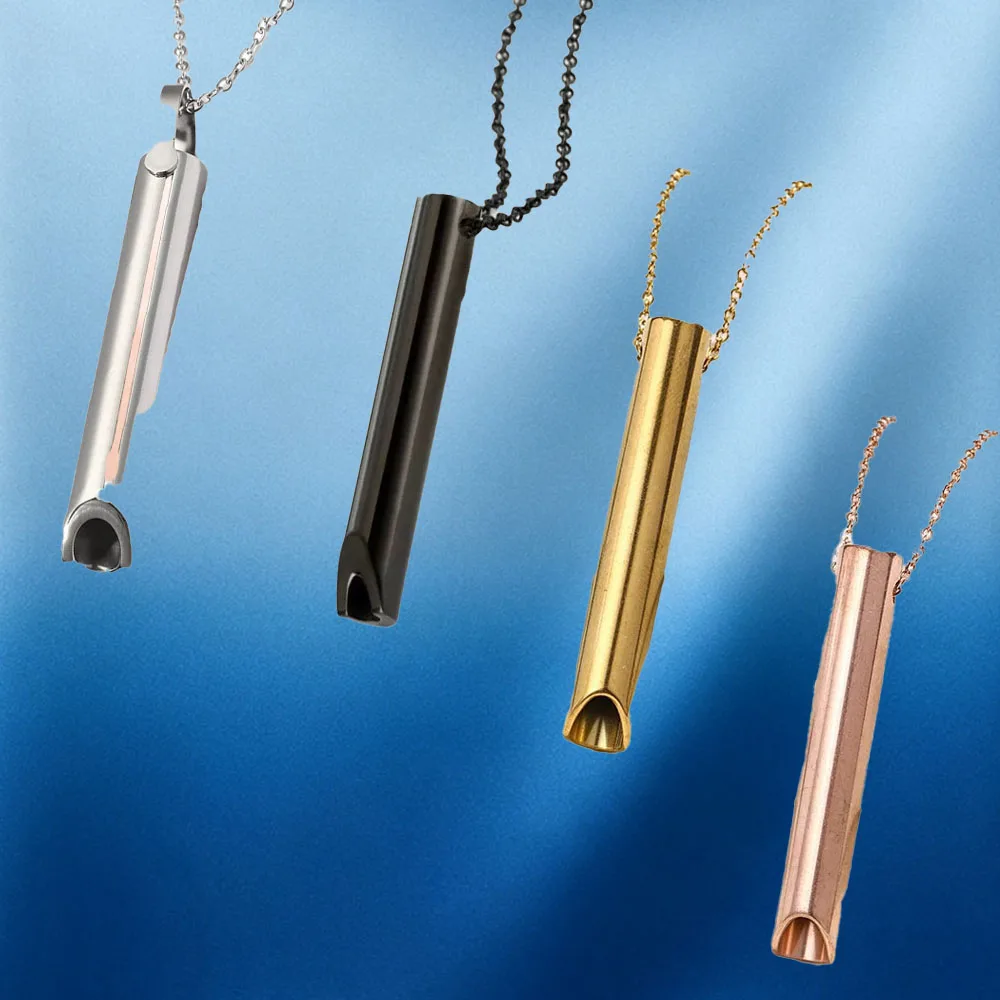 Stainless Steel Stress Anxiety Necklace Mindfulness Breathing Tool Natural Calming Relief Chain Quit Smoking Anxiety Relief