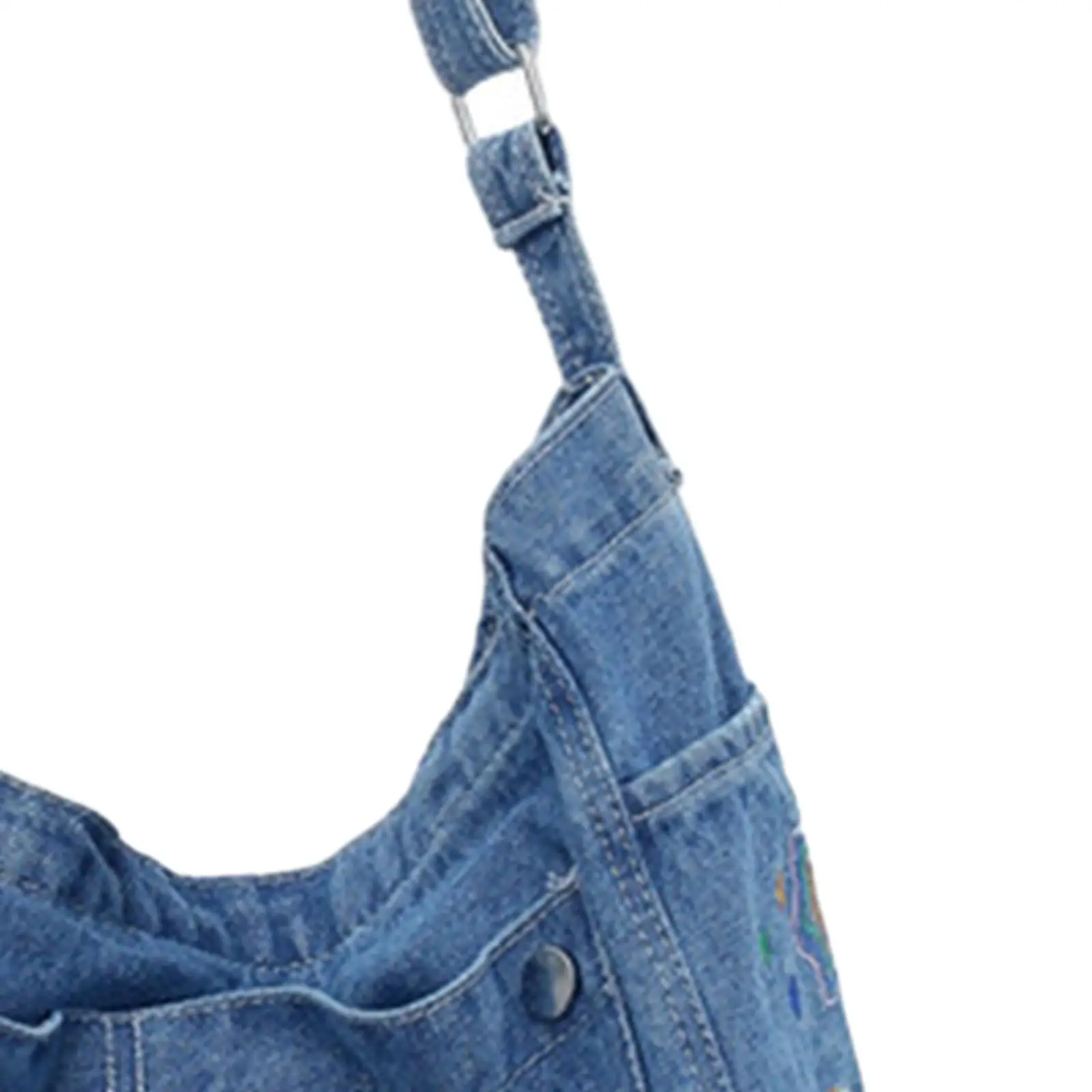 Denim Shoulder Bag Large Capacity Tote Travel Shoulder Bag Elegant Denim Crossbody Bag for Spring Summer Travel Vacation Women