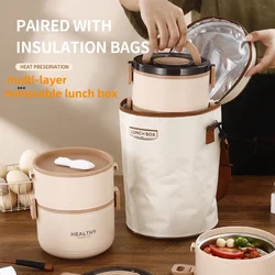 Stainless steel insulated lunch box, large capacity , multi-layer removable lunch box, microwave be applicable, for school