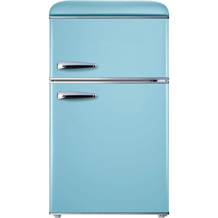 Retro Compact Refrigerator with Freezer, Mini Fridge with Dual Doors, Adjustable Mechanical Thermostat, 3.1 Cu FT, Blue