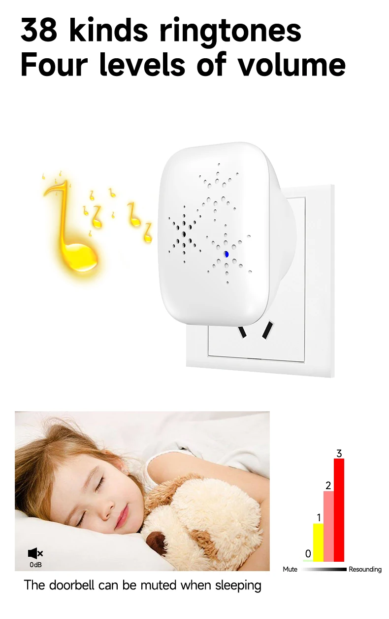 Keine Batterie, wasserdichte Türklingel, RF433, Heimrufgerät, ferngesteuerte, selbsterzeugende kinetische drahtlose Türklingel mit hohem Volumen – Detail 5