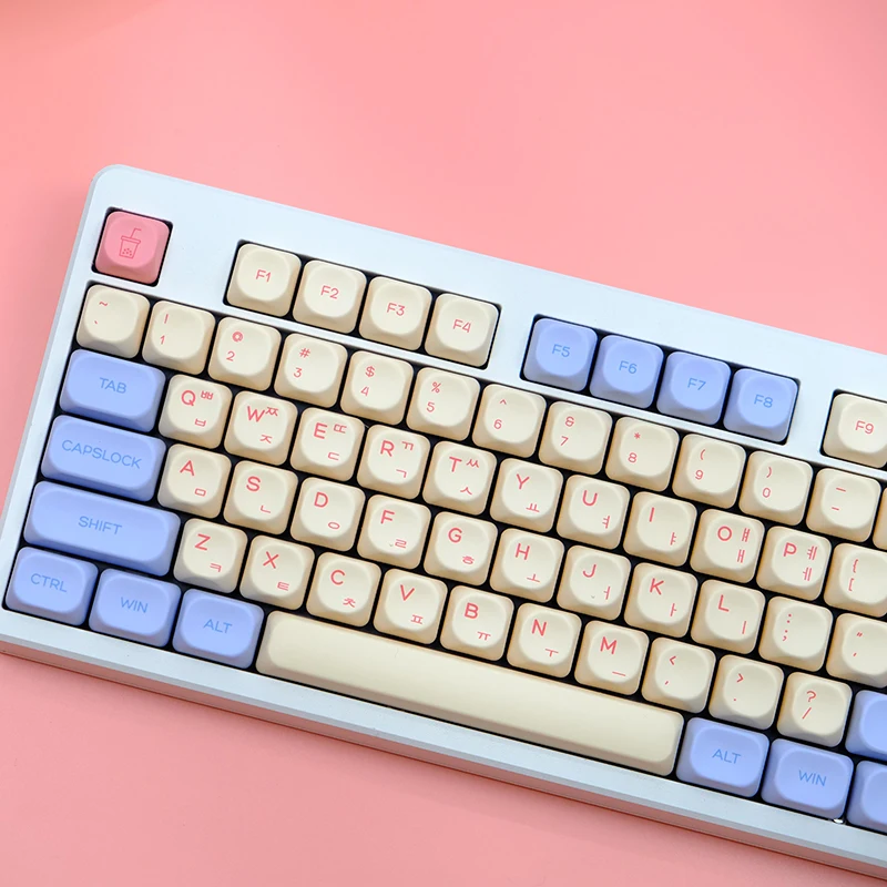 Marshmallow MOA Keycap PBT Similar Matcha MAC KOA Keycaps ISO Japanese Korean Russian Key Caps For Mechanical Keyboard GK61