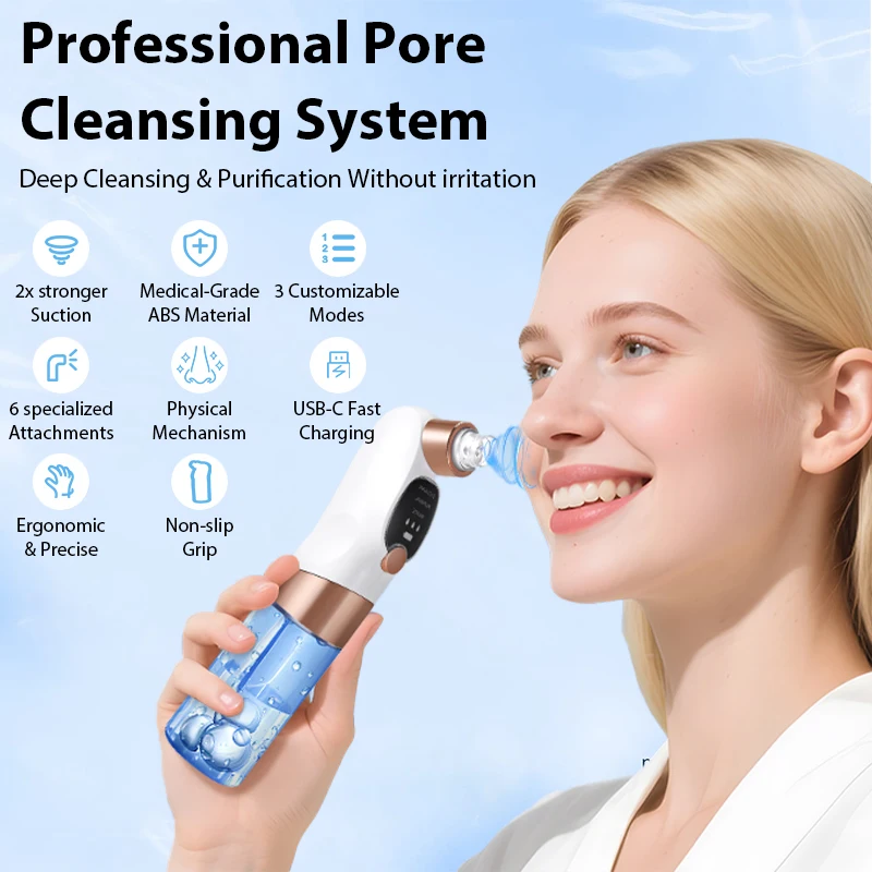 Rosto beleza poros aspirador facial, removedor de cravo, carregamento usb mais novo circulação de água ferramentas de limpeza facial