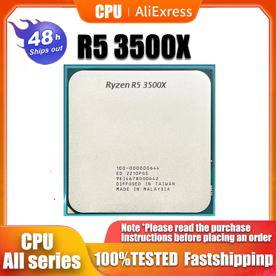 Ryzen 5 3500X R5 3500X 3.6 GHz Six-Core Six-Thread CPU Processor 7NM 65W L3=32M 100-000000158 Socket AM4 No Fan