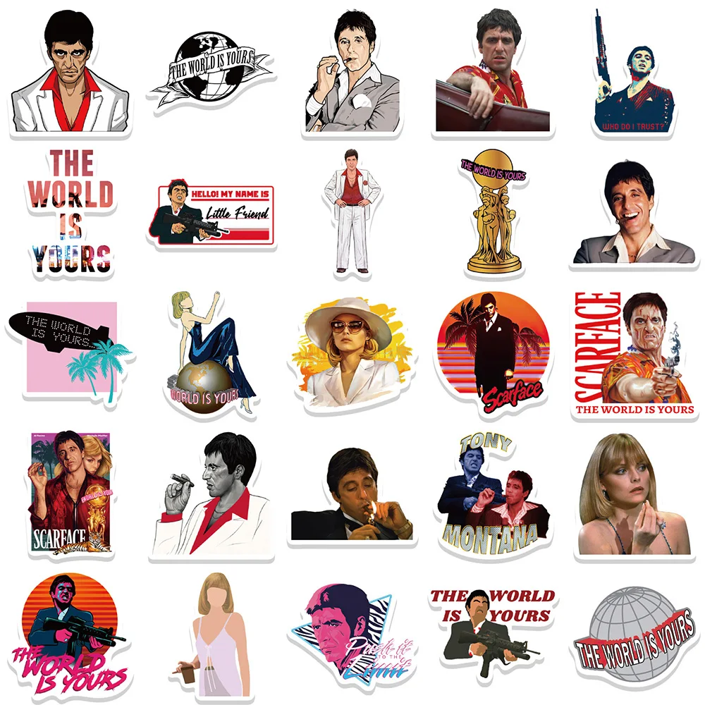 10/30/50pcs Classic Movie Scarface Stickers for Laptop Skateboard Luggage Motorcycle Waterproof DIY Kid PVC Cool Sticker Decals