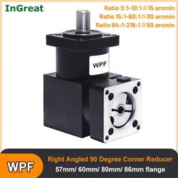 Corner Reducer Planetary Gearbox Right Angled Reducer 90 Degree Ratio 3:1-200:1 for 57/86mm Stepper Brushless Motor 60/80 Servo