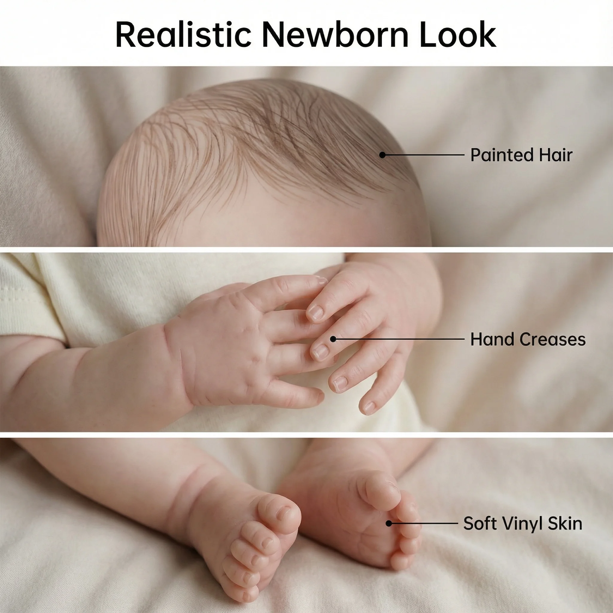 NPK 19-Zoll lebensechte wiedergeborene Kleinkind-Babypuppe Abigail mit grünen Augen Vollvinyl weicher Körper rosa Stoff Mädchenspielzeug