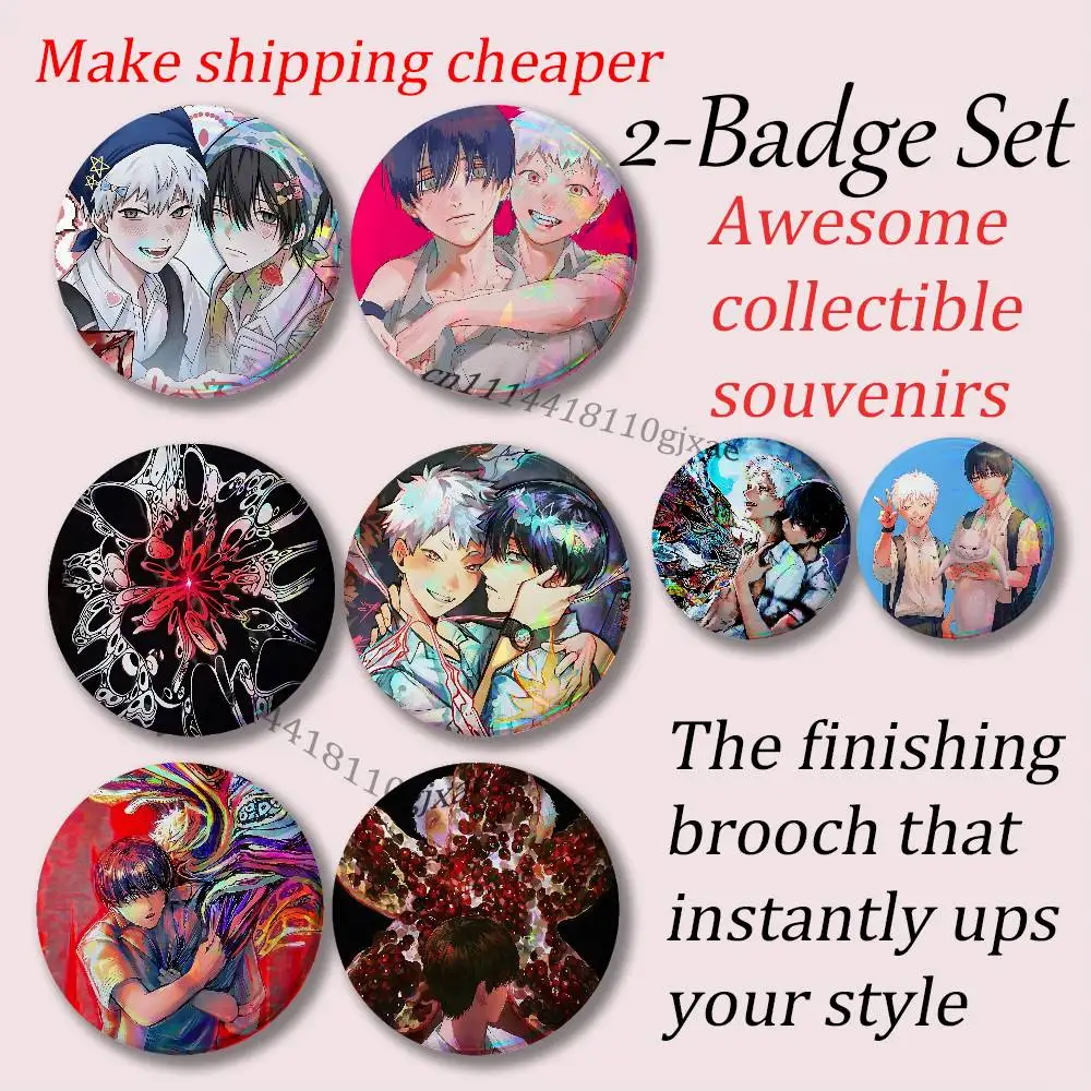 The S-Summer H-Hikaru Died Aesthetic Round Brooch 2-piece Set Enamel Trendy for souvenir gift Merch Collectible Clothing Decor