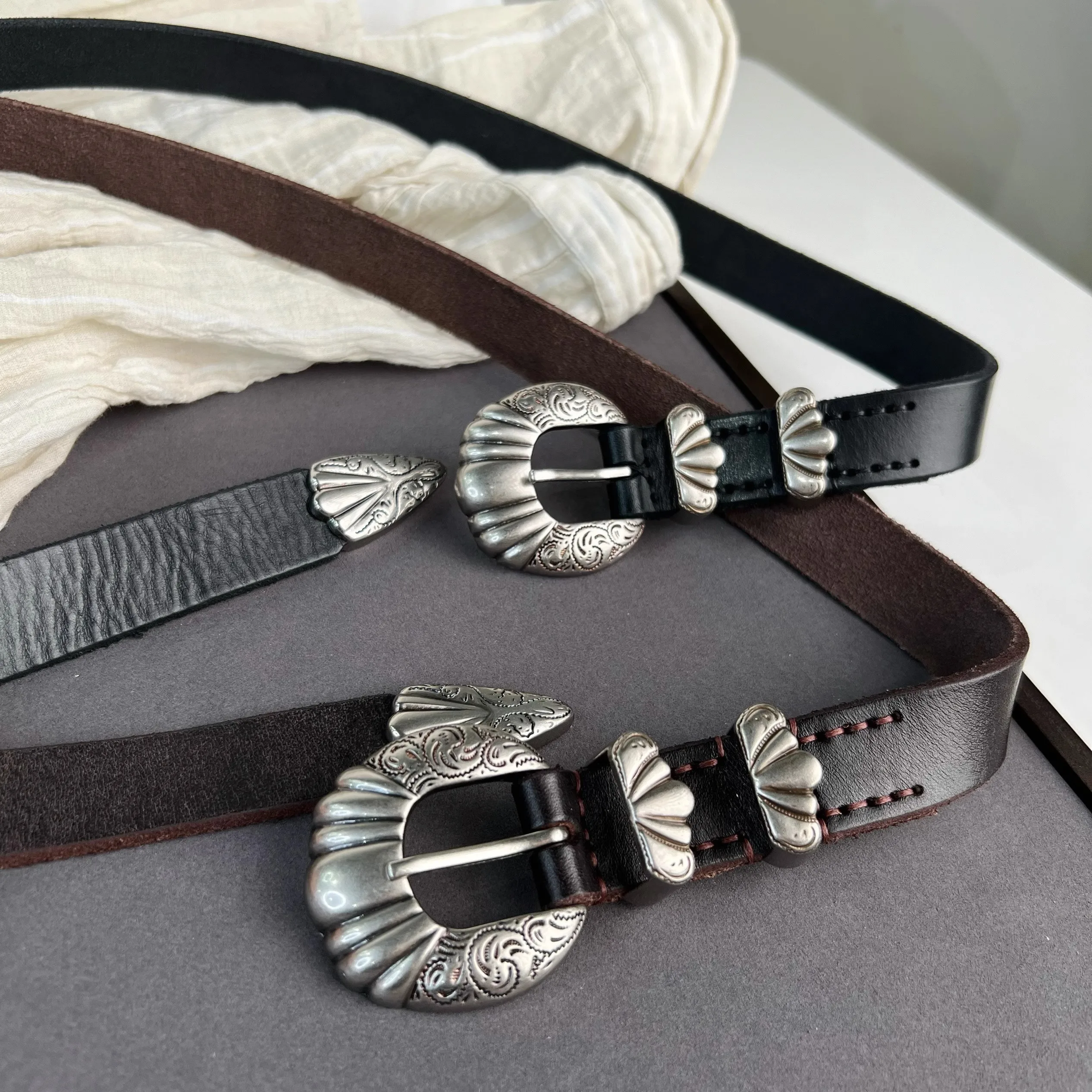 Korset Kulit Sapi Alami Antik Wanita Mantel Ikat Pinggang Wanita Gaun Ikat Pinggang Dekorasi Sabuk Sempit J1489