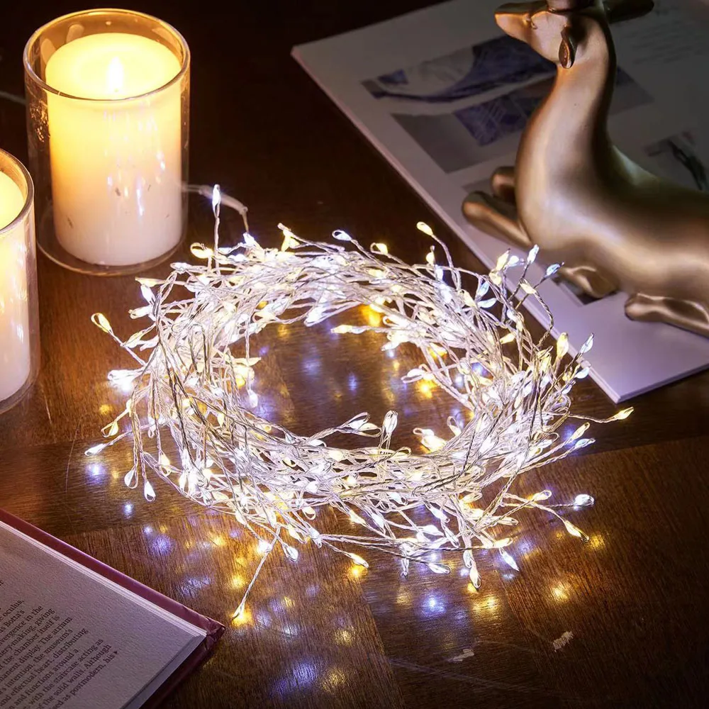 USB remote 8 function silver wire LED string Christmas wedding festive decoration wreath firecracker light wheat ear light 3M-5