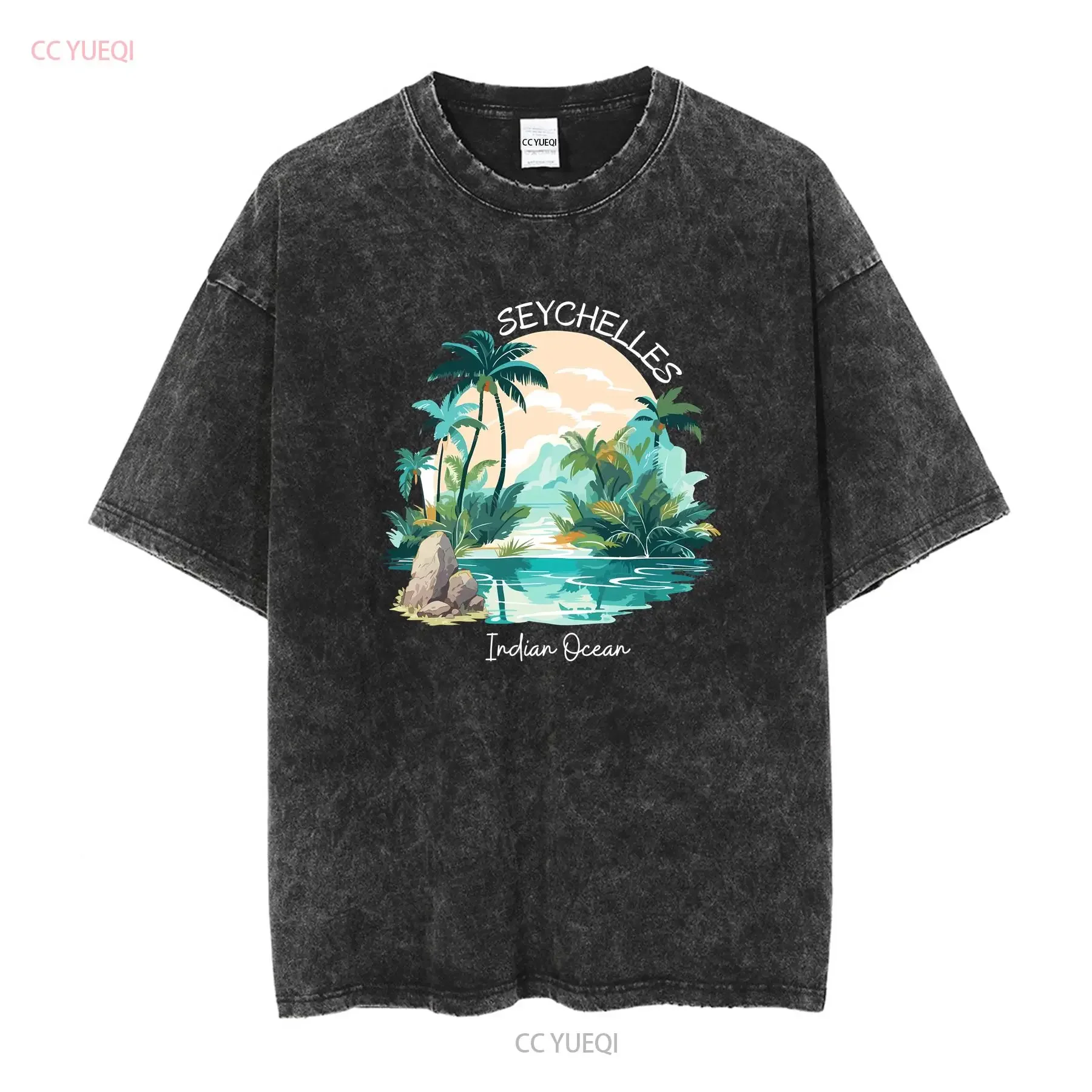 Seychelles T Shirt Beach Islands Vacation Indian Ocean long or short sleeves vintage Washed graphic fashion Unisex Stylish