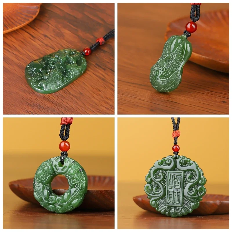 Natural High Quality Hetian Jade Cabbage Design Pendant Men and Women Pendant Gift Jewelry Green Jade Necklace Detail Carving