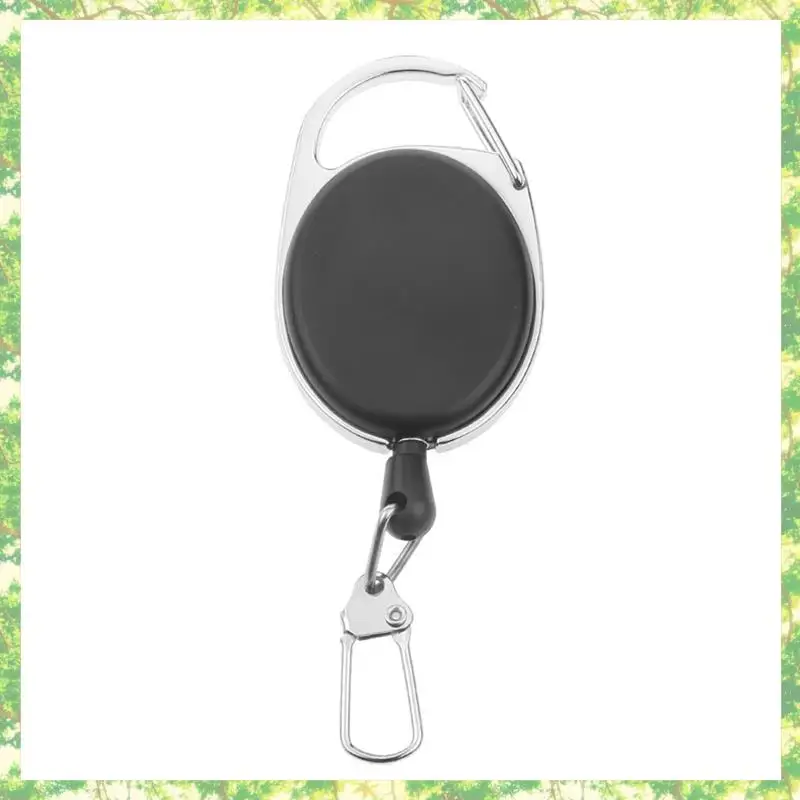 Smart-4X Heavy Duty Retractable Carabiner Badge Tinker Reels 60Cm Pull Wire With Key Ring Clip Black