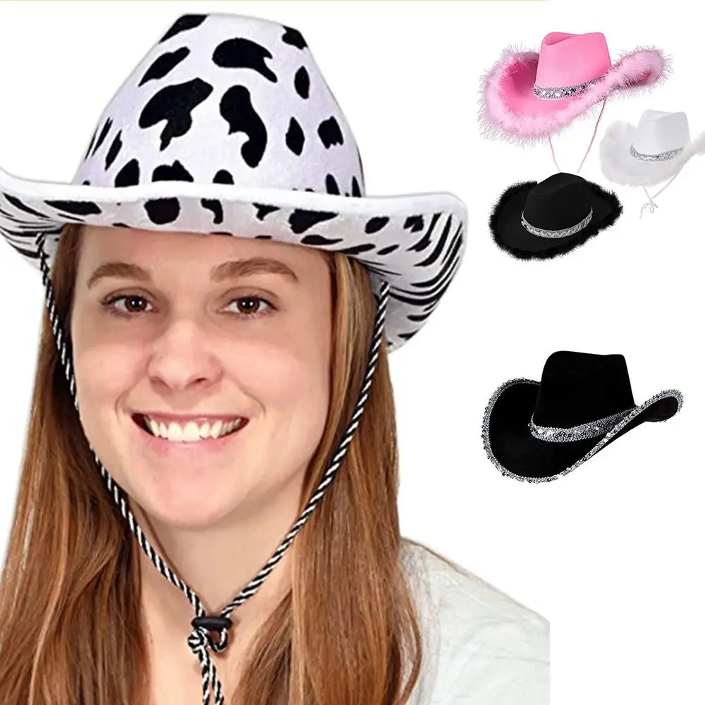 Women Funny Cowboy Accessory Performance Costume Party Cowboy Hat Sequin Cowgirl Hats Cowgirl Hat Bachelorette Party Hat