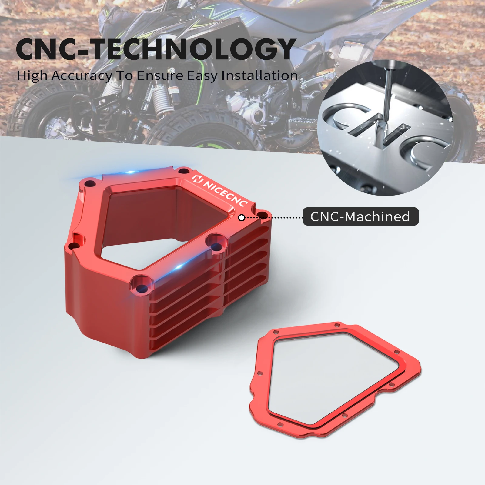 NICECNC Ölkappenabdeckung für Yamaha YFZ450R YFZ450RSE 2009-2023 Aluminium-Sichtglas Kühlkörper ATV-Zubehör 18P-15423-00-00 – Detail 7
