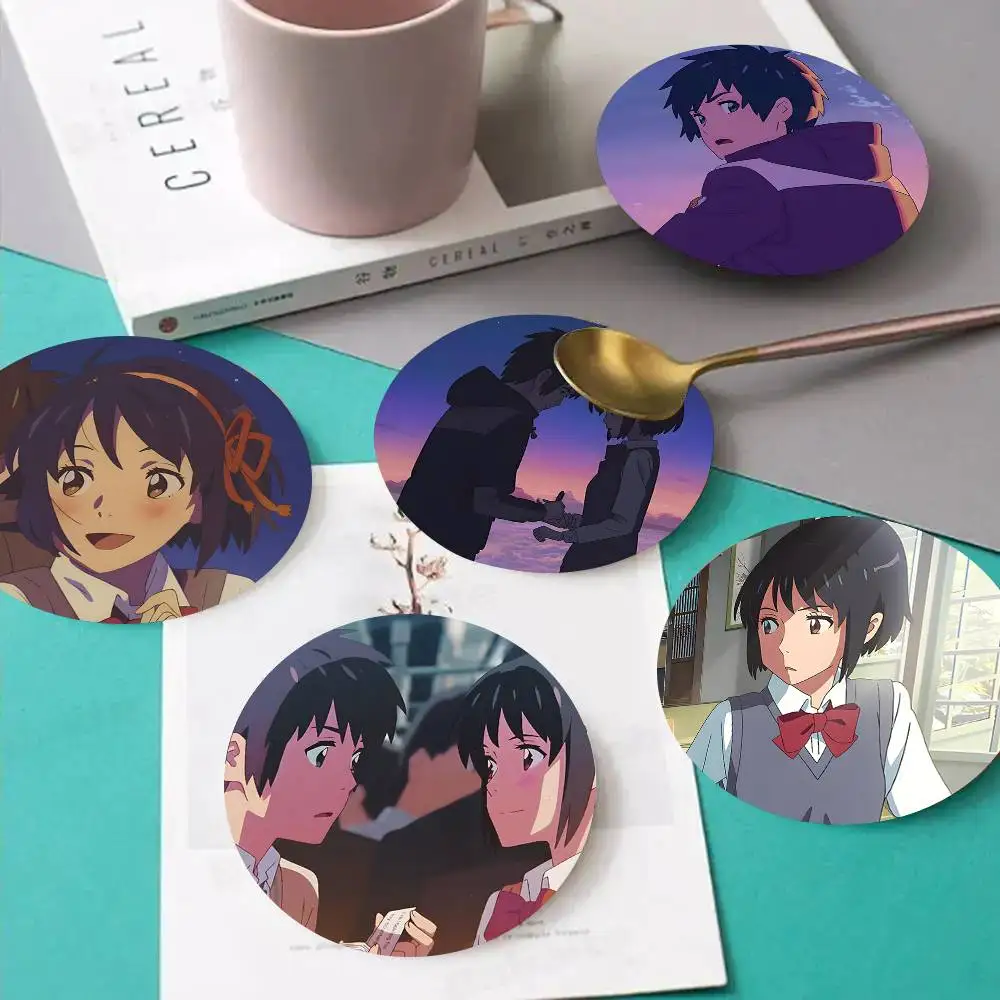 1pc Classic Anime Your Name Kimi No Na Wa Wooden Coaster Colour Printing Cup Mat Home Desk Decoration Gifts
