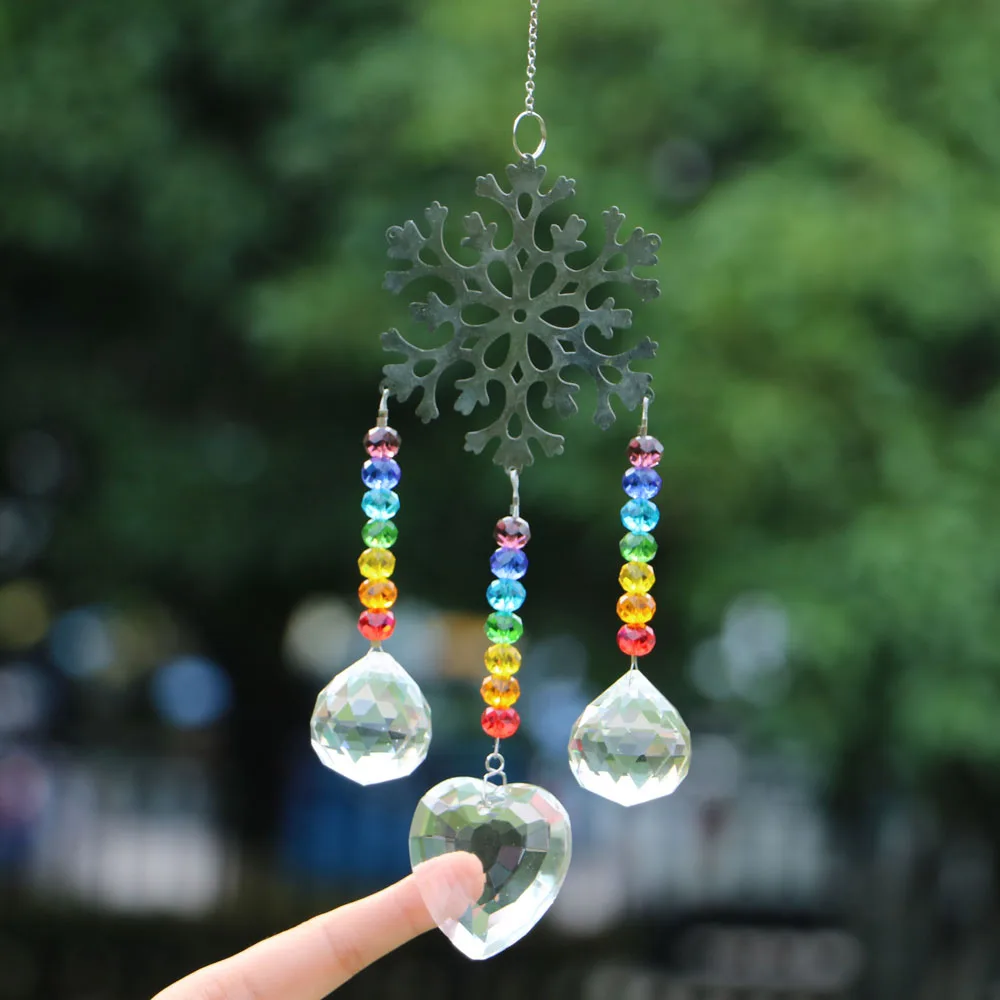 Window Crystal Suncatcher Pendant Christmas Snow Sun Catchers To Hang Prismas Decoration Room Garden Catch Sun Glass Prisms Gift