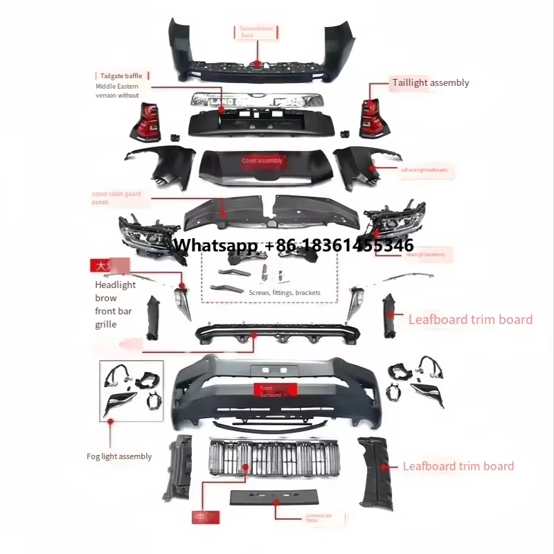 

For Upgrading the Front and Rear Bumpers and Grille of 10-17 Prado to Match the 18-21 Models Including Grilles Suitable