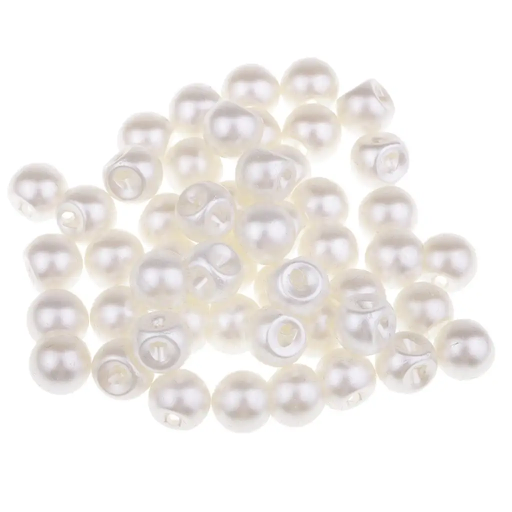 50Pcs White Pearl Flatback Embellishment Wedding Favours Decor 10mm 12mm