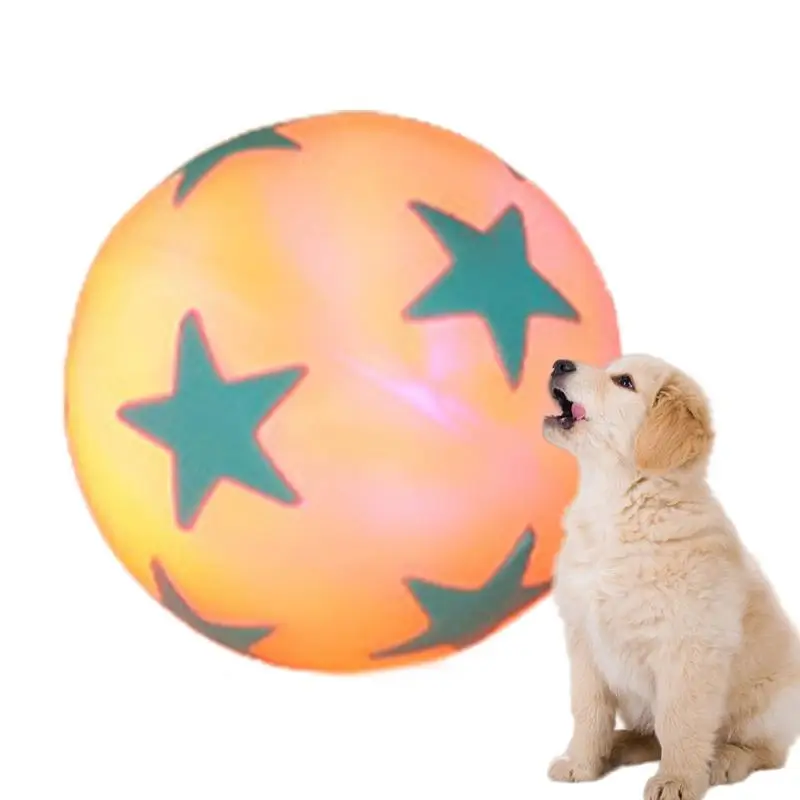 Dog Chew Ball Light Up Elastic Chew Toy With Star Pattern Soft Pet Supplies Chewable Ball 6cm For Veterinary Hospitals Pets Cats