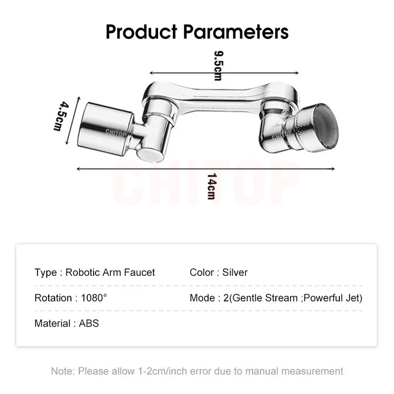 New 1080 Degree Rotatable Extension Faucet Sprayer Head Universal Bathroom Tap Extend Adapter Aerator 2 Modes Faucet Extender