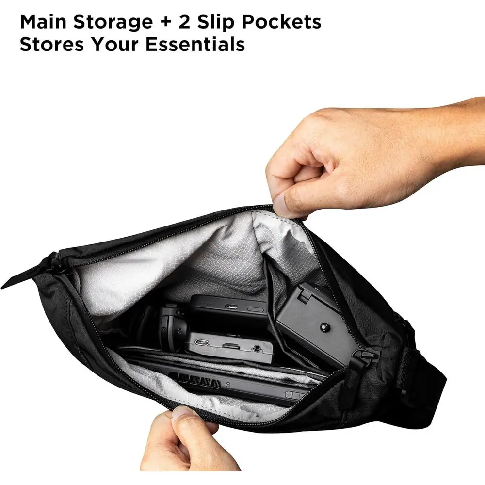 Umhängetasche, Mini-Rucksack, 2 l, wasserabweisend, erweiterbare Tasche, YKK-Reißverschluss, Schlüsseltasche