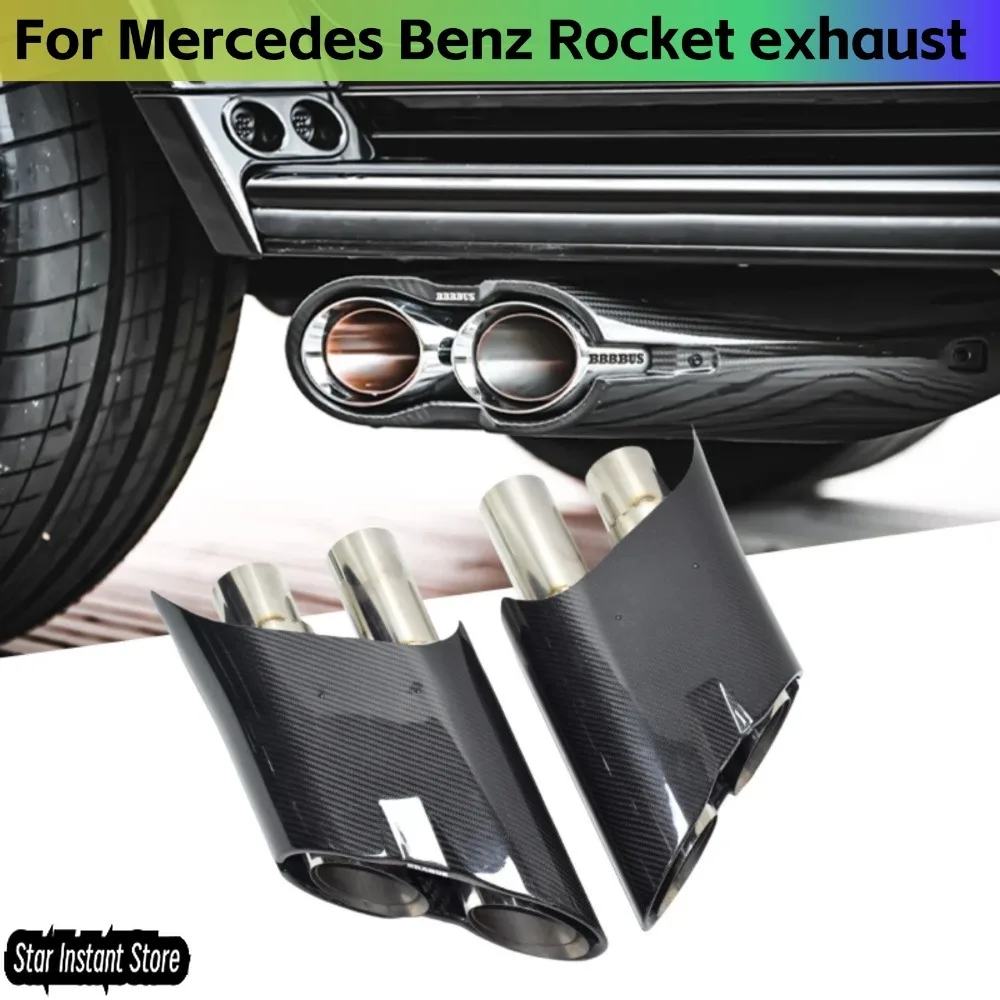 High Quality Carbon Exhaust Pipe Muffler Tailpipe for Mercedes Benz G-Class W463 W464 G63 G500 DEX LED Rocket Stainless Steel