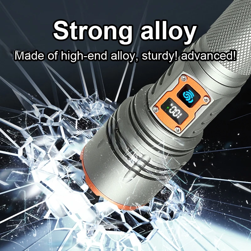 High Power LED Flashlight Alloy 5000mAh Rechargeable Powerful Flashlight 5 Modes Lighting 1200M Zoomable Tactical Torch Lighting