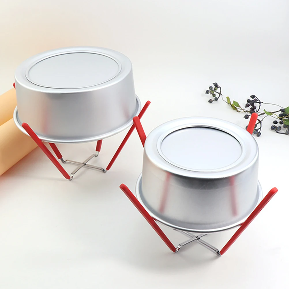 

2Pcs Chiffon Cake Inverted Cooling Racks Foldable Stainless Steel Silicone Baking Stand Stable Four Legs Design