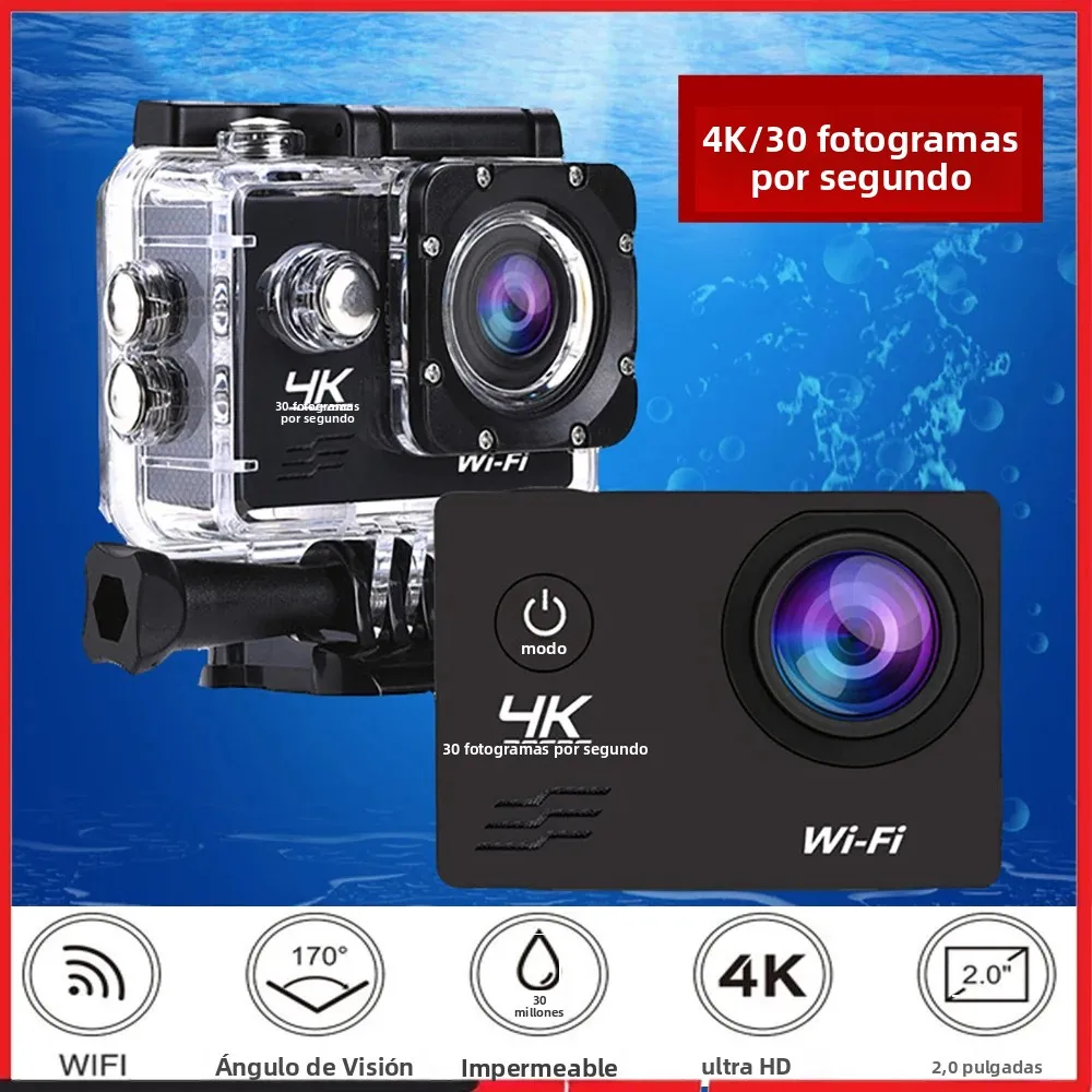 Cámara de acción Q1 Ultra HD 4K30FPS 16.0MP Wi-Fi 2,0 "pantalla 170D DVR Webcam subacuática 30M casco grabación de vídeo cámara deportiva
