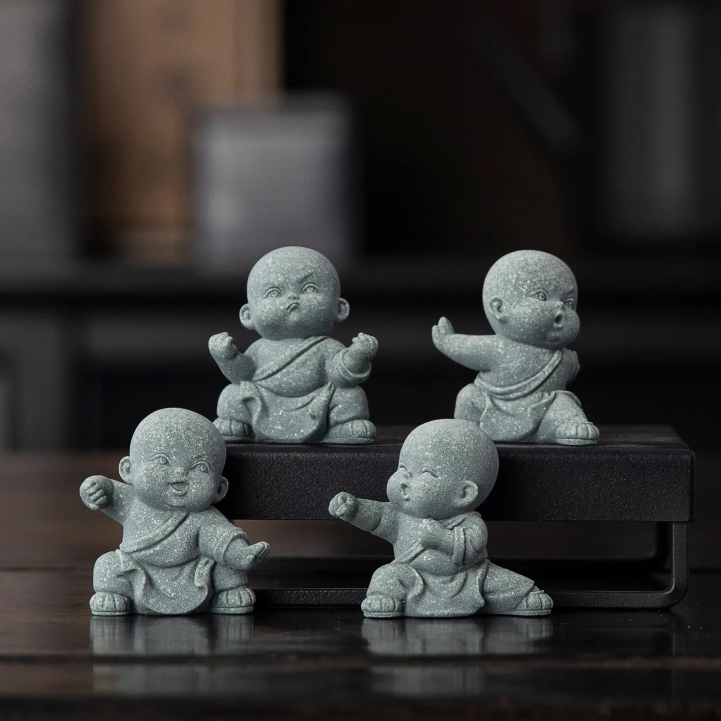 Bluestone Shaolin Kung Fu Monk Figurine, Funny Desktop Decor, Creative Tea Pet
