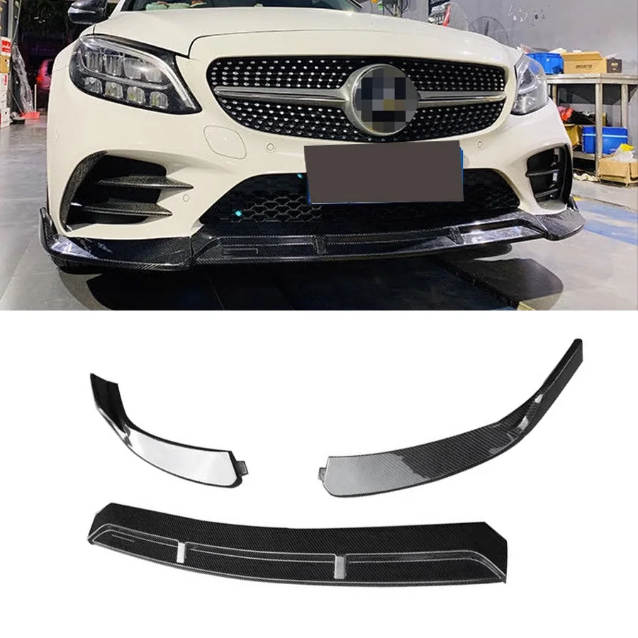 High quality Carbon Fiber Car Front Bumper Lip Front lip For Mercedes Benz C Class W205 C200 C260L 2019-2022  Front Chin Spoiler