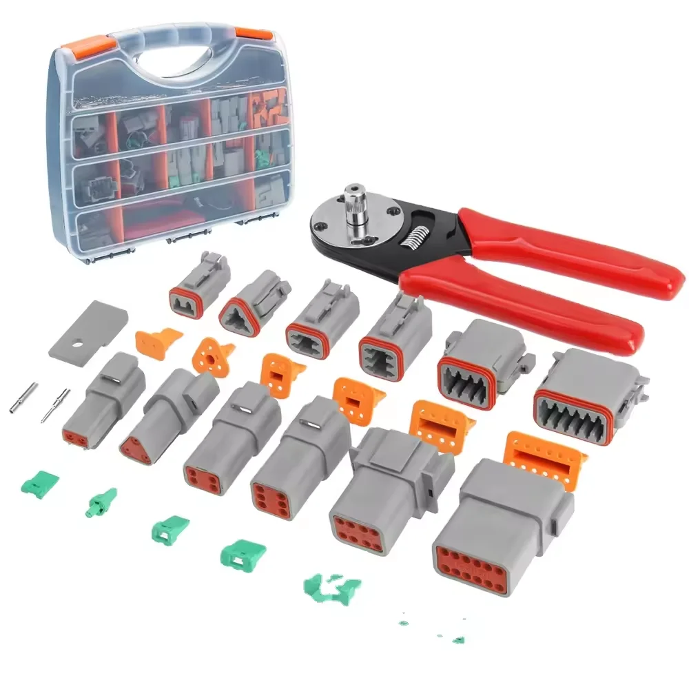 Deutsch Connector Kits 2/3/4/6/8/12Pin Wedge Locks with Crimping Tool total 519 PCS DT04 DT06 DTM DTP DT Connector